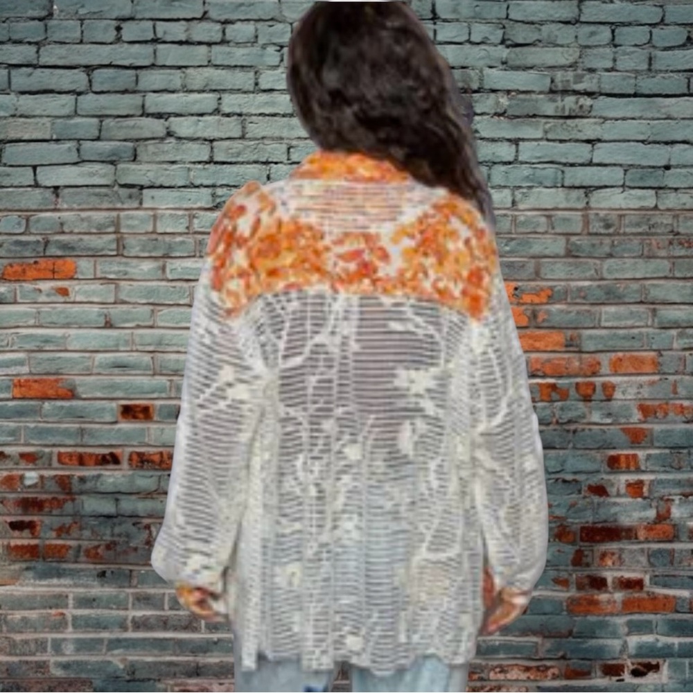 POL Autumn Boho Patchwork Button-Up Shacket NWT - image 3